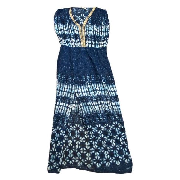 Violet Sky Women Blue Sleeveless Bathing Suit Cover Up Sm Turquoise Boho Chic - Picture 1 of 3